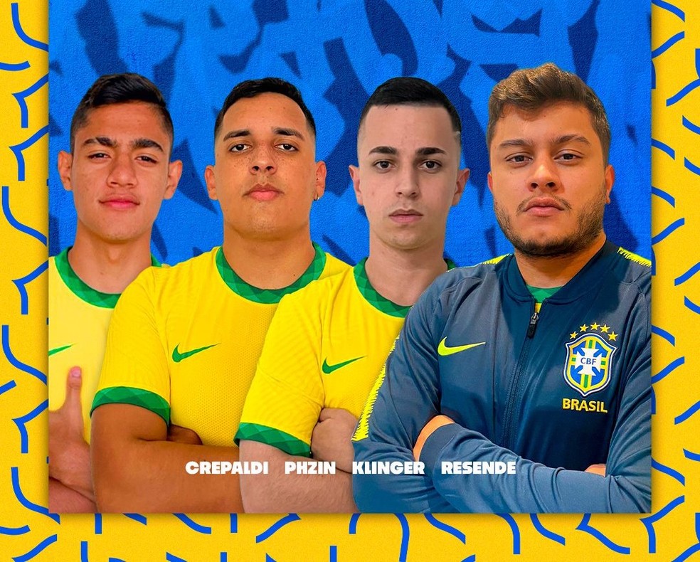 Jogadores de FIFA 22 que classificaram Brasil para FIFAe Nations Cup 2022, Copa do Mundo — Foto: Divulgação / CBF